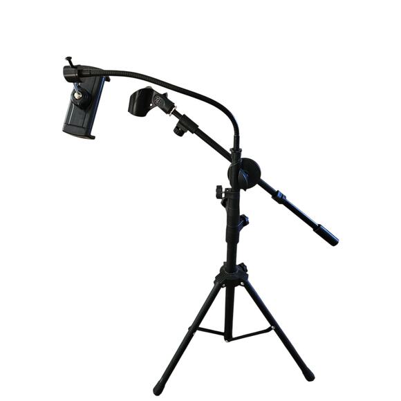 Tripod Boom Microphone Stand with Tablet Phone Mount Adjustable Up To 56 inches - Picture 2 of 5